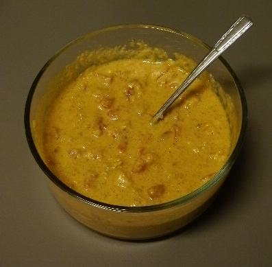 Image of diced tomatoes and instant mashed potato flakes with cheese